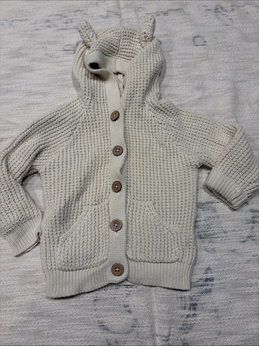 Jamie Kay Cream Knit Hooded Cardigan with Ears